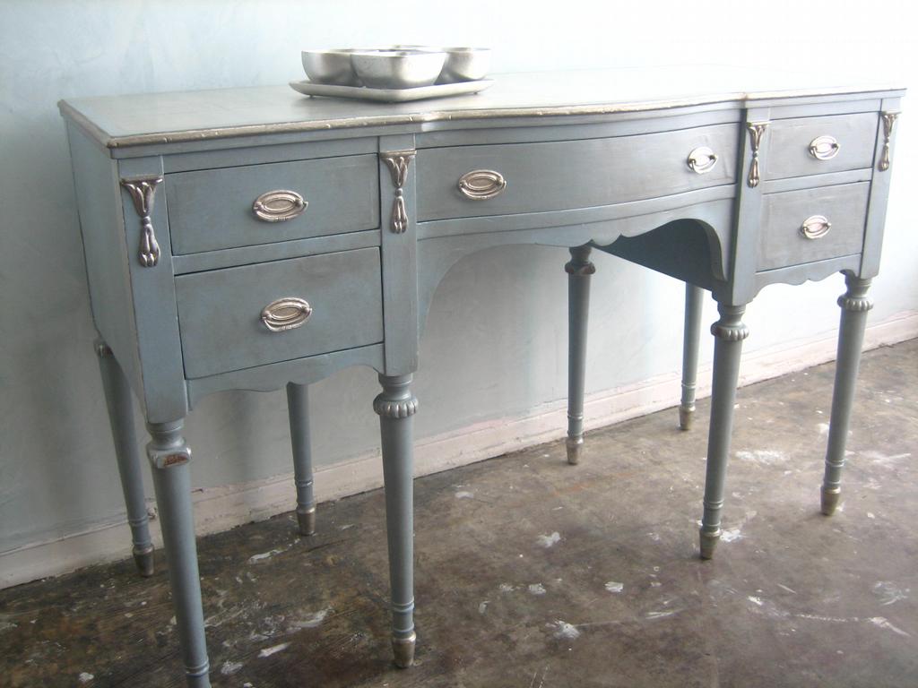 blue and silver leaf desk from Miami Faux Finishes,LLC in Miami, FL 33150